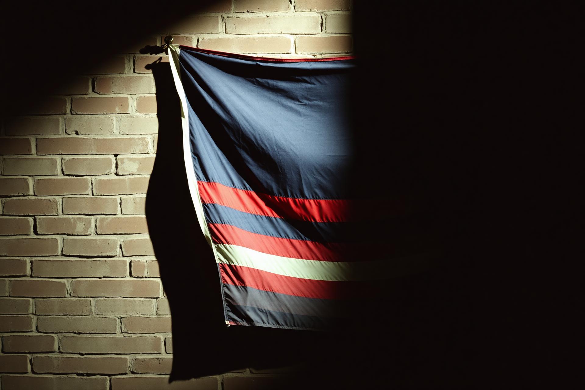 American flag, faded background texture for the recurring columns section.